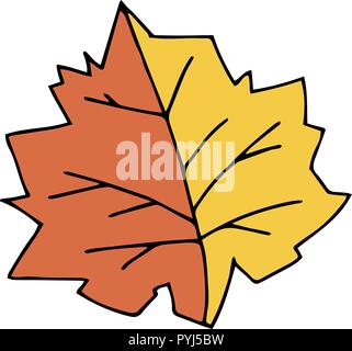 vector orange yellow autumn oak leaf. Simple illustration for kids. Stock Vector