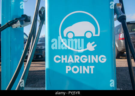 Electric car charging point Stock Photo