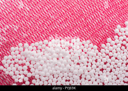 White little polystyrene foam balls as background Stock Photo