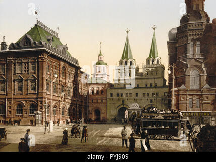 The Gate of Notre Dame d'Iberia, Moscow, Russia ca. 1890-1900 Stock Photo