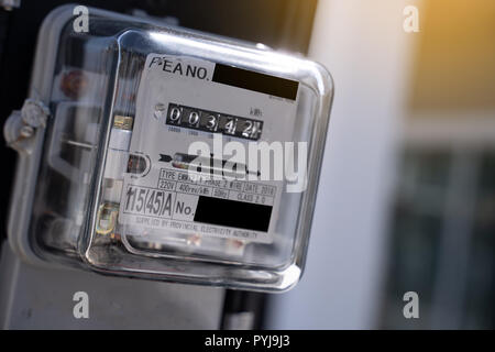 Watthour meter of electricity in home Electronics  for use in home Stock Photo