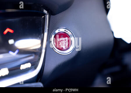 engine start  and stop button in a car Stock Photo