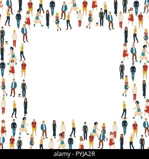 Large group of people in the shape of square. Vector illustration Stock Vector