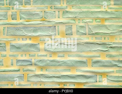 Modern large yellow brick wall background. Wood effect. 100% handmade watercolor paper
