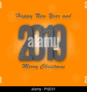 Christmas background with text new year and numbers 2019, vector illustration. Stock Vector