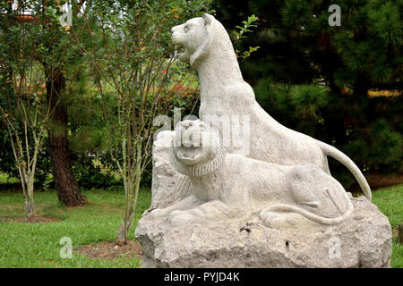 Singapore - October 28, 2018: sculpture representing the zodiacal sign of the tiger in Chinese calendar Stock Photo