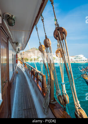 harbor piso livadi paros island with cyclades architecture resort town Stock Photo