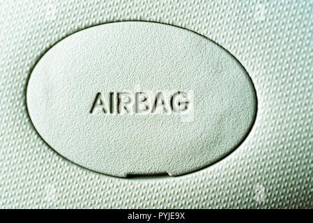 Close-up of airbag sign on white texture Stock Photo