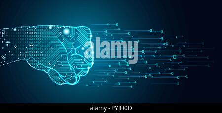 Big data and artificial intelligence domination concept. Stock Vector