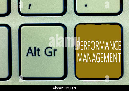 Text sign showing Performance Management. Conceptual photo Improve Employee Effectiveness overall Contribution. Stock Photo