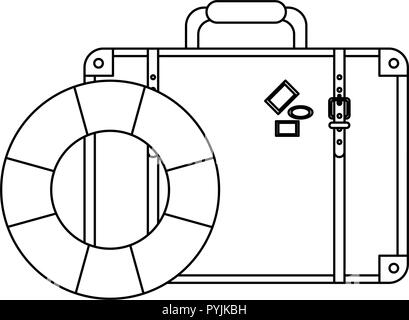 Travel suitcase and life saver ring symbols vector illustration graphic design Stock Vector