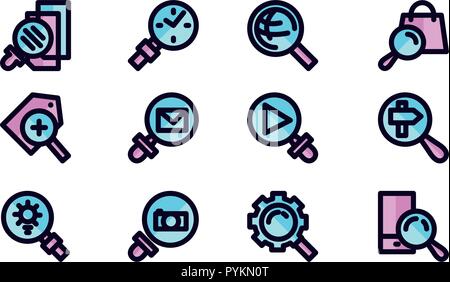 Search Icon Template Set Vector Sign Design Stock Vector