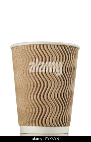 disposable paper cup for coffee or tea isolated on white background. Package for drinks Stock Photo
