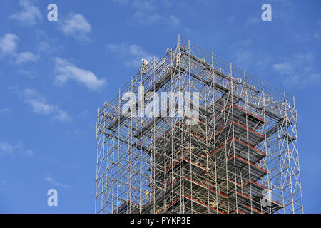 Spectacular Scaffolding on Trinité Church - Paris 9th - France Stock Photo