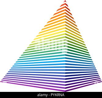 full color spectrum stripes that makes a pyramid in perspective view. vector element for design Stock Vector
