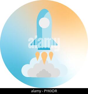 Vector Illustration in Flat Design: Launching Rocket. Stock Vector