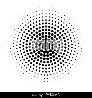 vector black monochrome minimal modern dynamic abstract halftone radial gradient texture isolated on white background Stock Vector