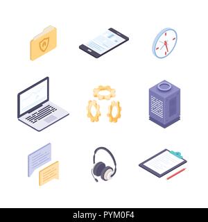Business and technology - modern vector colorful isometric elements Stock Vector