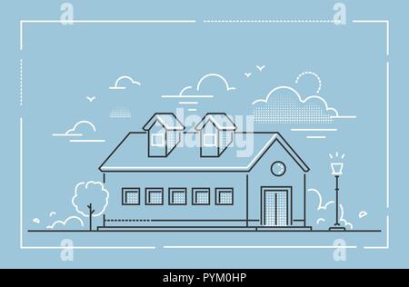 Nice cottage - modern thin line design style vector illustration Stock Vector