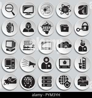 Computer and internet technologies set on plates background Stock Vector