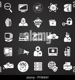 Computer and internet technologies set on black background Stock Vector