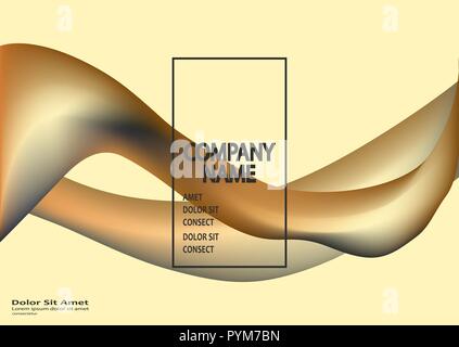Fluid shapes isolated on gold background. Wavy liquid elements. Bright abstract backdrop concept. Trendy gradient waves design template vector Poster  Stock Vector