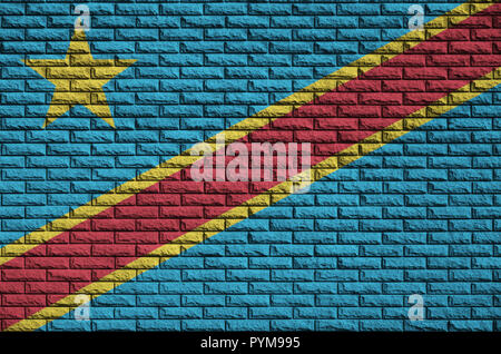 Democratic Republic of the Congo flag is painted onto an old brick wall Stock Photo