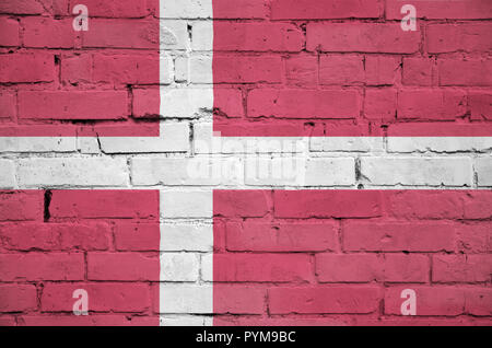Denmark flag is painted onto an old brick wall Stock Photo - Alamy