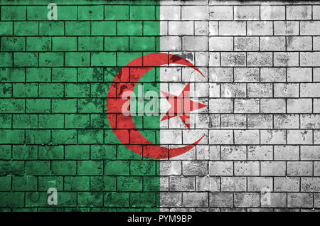Algeria flag is painted onto an old brick wall Stock Photo - Alamy