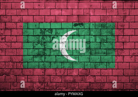 Maldives flag is painted onto an old brick wall Stock Photo - Alamy
