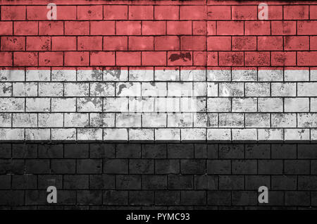 Yemen flag is painted onto an old brick wall Stock Photo - Alamy
