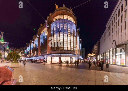 THE HAGUE, 7 January 1018 - Night view of The Hague center city abandoned by people and pedestrians, The Netherlands Stock Photo