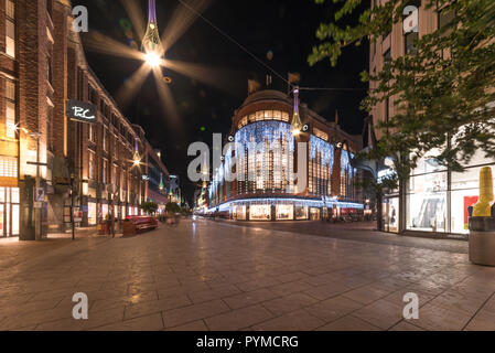 THE HAGUE, 7 January 1018 - Night view of The Hague center city abandoned by people and pedestrians, The Netherlands Stock Photo