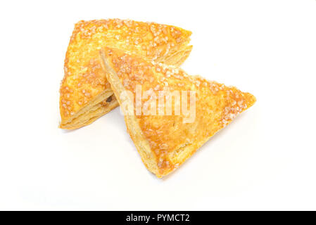 Two crispy apple pies isolated on white background Stock Photo