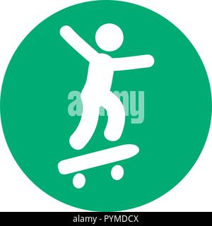 jumping skate boarder pictoram icon vector illustration round Stock Vector