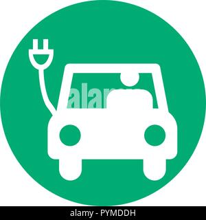 electric car pictogram icon vector illustration round Stock Vector