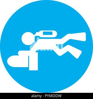 scuba scooter diver pictogram icon vector illustration round Stock Vector
