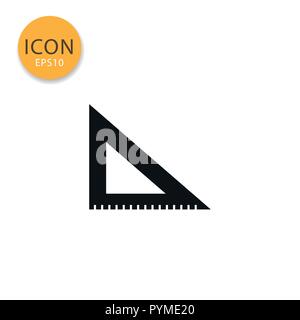 Triangle ruler icon flat style in black color vector illustration on white background. Stock Vector