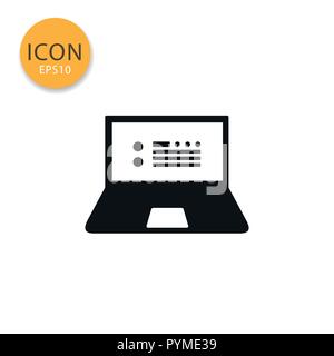 Laptop icon flat style in black color vector illustration on white background. Stock Vector