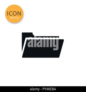 Folder icon flat style in black color vector illustration on white background. Stock Vector