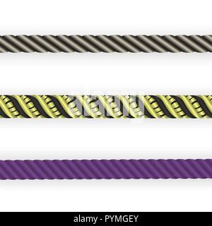 Set of naturalistic 3D type illustration of twisted rope. Vector Illustration Stock Vector