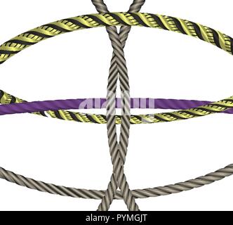 Set of naturalistic 3D type illustration of twisted rope. Vector Illustration Stock Vector