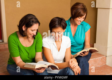 Multicultural small group. Women's small group Bible Study. Stock Photo