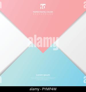 Abstract presentation template paper sheet overlap blue and pink pastel color background. Vector illustration Stock Vector