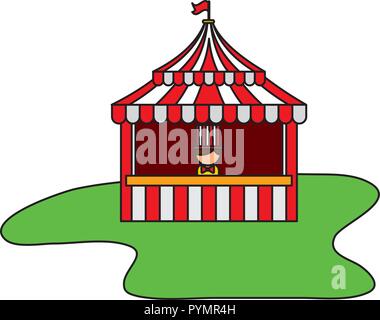salesman booth carnival fun fair vector illustration Stock Vector Image ...