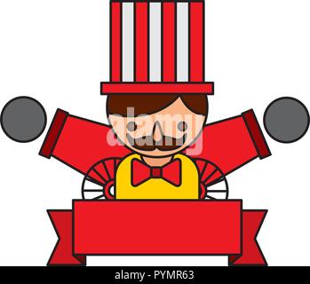 host man and tent circus fun fair vector illustration Stock Vector ...