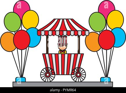 salesman balloons booth carnival fun fair vector illustration Stock ...