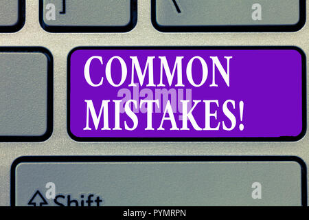 Word writing text COMMON MISTAKES. Business concept for Prevalent error and issues that occur repetitively. Stock Photo