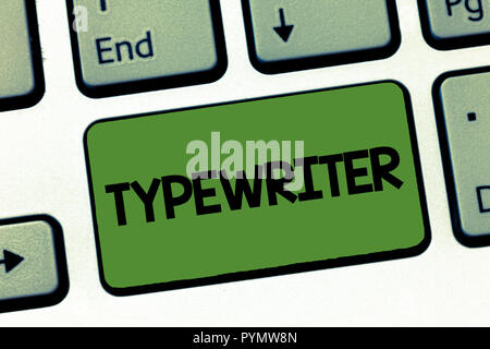 Text sign showing Typewriter. Conceptual photo Electric electronic analysisual machine with keys to type characters.