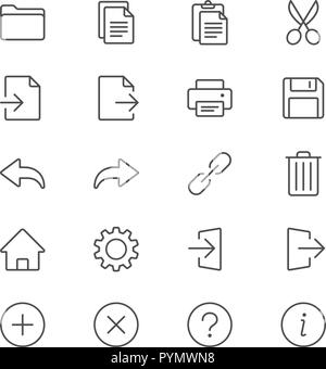 Application toolbar thin icon set Stock Vector